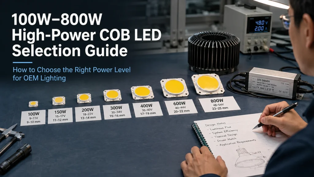 100W–800W High-Power COB LED Selection Guide How to Choose the Right Power Level for OEM Lighting