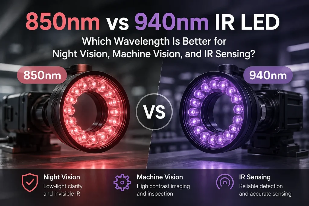 850nm vs 940nm IR LED Which Wavelength Is Better for Night Vision, Machine Vision, and IR Sensing