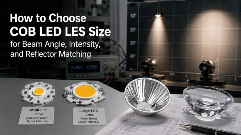 How to Choose COB LED LES Size for Beam Angle, Intensity, and Reflector Matching