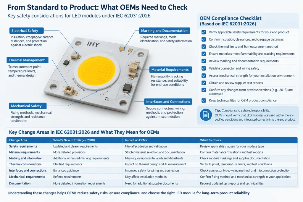 IEC 620312026 LED module safety requirements checklist for OEM design validation and supplier compliance review