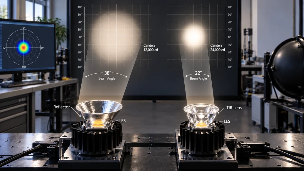 LES Size vs Beam Angle and Candela How to Match a COB LED to Reflectors and TIR Optics